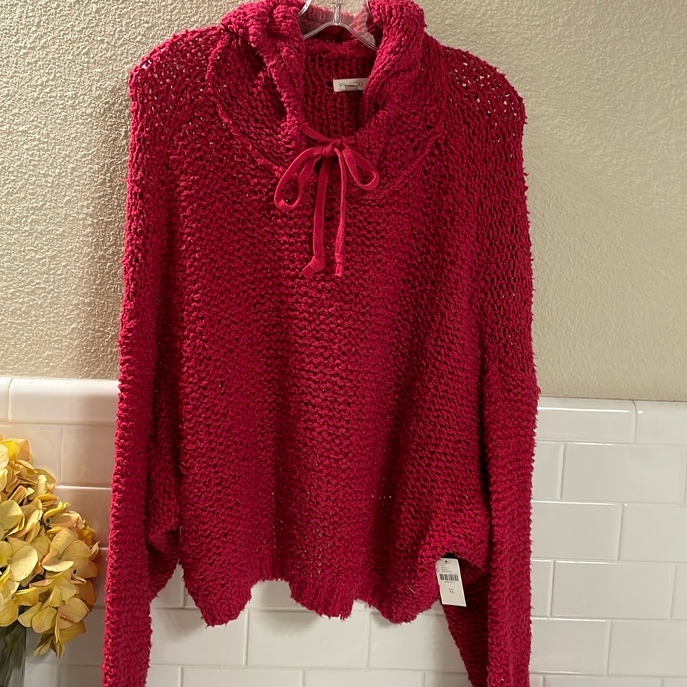 Anthropologie Pilcro  Red Hoodie Sweater . XL . NEW w/ Tags